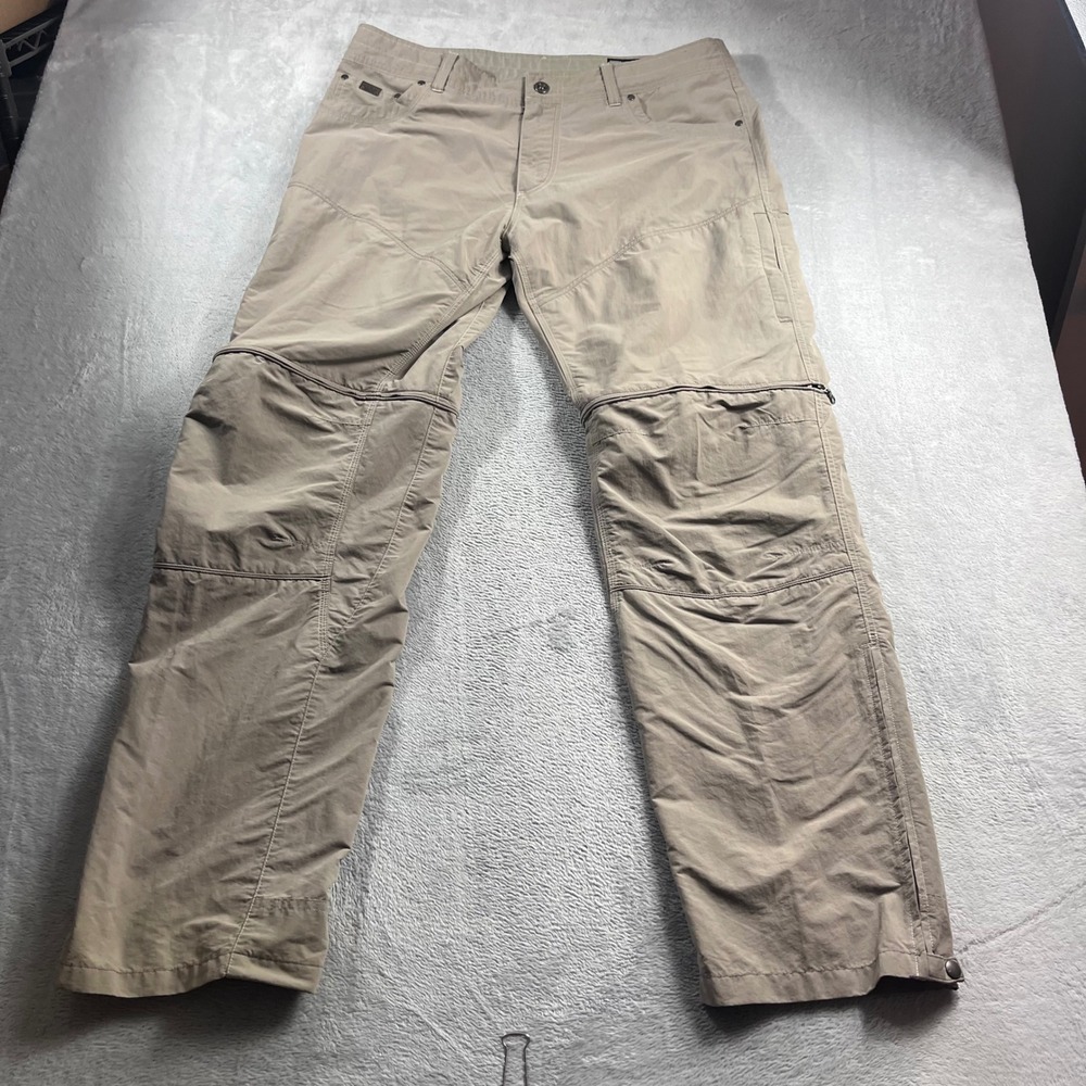 Kuhl Liberator Stealth Convertible Hiking Pants Mens 38x34 Khaki Tan Zip Off